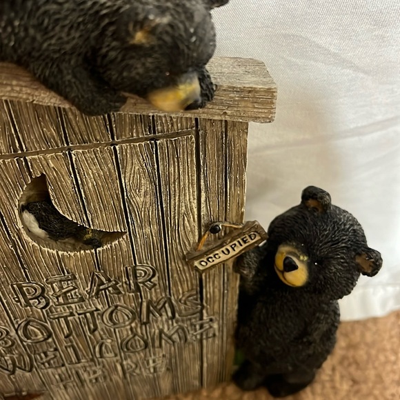 Bear bottoms welcome here outhouse 3 bears hanging around resin wall plaque - Picture 3 of 7